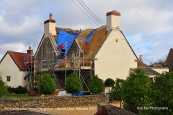 Former Plough Inn being re-thatched, Littleton Drew, Wiltshire 2021 Wallpaper