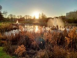 Sunset Across the Lake in Gordon Gardens, Gravesend