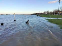 Gravesend Promenade Flooded After a Very High Tide.
