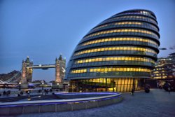 Evening View of City Hall and Tower Bridge, London Wallpaper