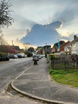 Cumulonimbus cloud over Dorset Road, Somerford, Christchurch April 2023