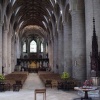 The giant Norman Towers inside Tewkesbury Abbey