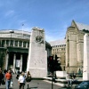 Manchester Central Library and Town Hall Extensions with the Cenotaph in the foreground.