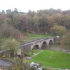 Dinham Bridge, the River Teme and Whitcliffe Hill from Ludlow Castle Walk