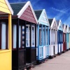 Beach huts along sea front