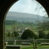 View of Pendle Hill from door of Downham Church