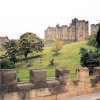 View of Alnwick Castle from nearby bridge