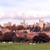 View of Arundel Castle from valley below.