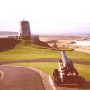 View of the castle outer yard and the coast line.