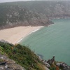 View of the beach at Porthcurno from the Minack Theatre