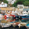 Boats in Polperro Harbour Cornwall. This picture was taken in the summer of 1987.