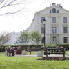 The imposing Victorian gable of No.1 The Crescent and The Evron Centre Gardens