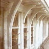 Detail of the medieval woodwork on Lankester Antiques, Saffron Walden, Essex.