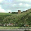 Remains of a castle on the hill above Garvin Bay, Cumbria.