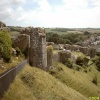 Looking back at gate and village from Corfe Castle, Dorset