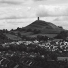 Glastonbury Tor from across the town atop Wiryall Hill