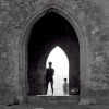 The arches of St. Michael's Tower; Glastonbury Tor
