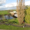 Elevated view of the river severn and bridge at Upton upon Severn, Worcestershire.