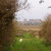 Bamburgh Castle, Northumberland, from a green lane - November 2004