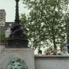 Victoria Embankment, near Westminster, from a boat in the Thames, London