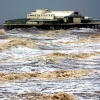 Central Pier, Blackpool, during a winter storm.