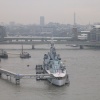 The River Thames w/ London Bridge and HMS Belfast.