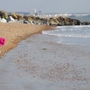 Looking east from Southwick Beach. Brighton city in distance