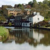 The aptly named Rodley Barge Pub, looks like it is almost afloat