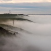Fog rolls over the South Downs on the Fulking Escarpment, West Sussex