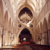 Inside Wells Cathedral showing the scissors arches put in place from 1338-1348
