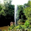 Lake and fountain at Stapehill Gardens and Abbey