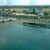 Littlehampton yacht club on the river Arun. Viewed from the top of the Look and sea centre tower.