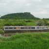 Narrow boat on Shropshire Union Canal below Beeston Castle