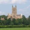 View of Worcester Cathedral over the King's School playing fields.