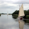 Sailing on the Norfolk Broads near Potter Heigham.