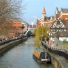 River Witham, Lincoln looking towards the Millennium Arch (Empowerment) and the High Bridge.