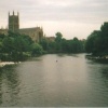 Worcester cathedral and river Severn viewed from the bridge