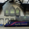 Train arriving at Paddington Station, London
