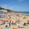 Bournemouth Beach July 2005 - Looking towards the East Cliff from the Pier.