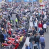 Motorbikes on the quay at Poole, Dorset.