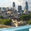 View of the City from the Tower Bridge walkway, London