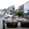 The Square in Shrewsbury with the Old Market hall at the back.