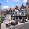 Looking across the Square in Shrewsbury towards High Street.