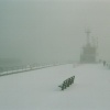 Snowy south pier at Gorleston-on-Sea, Norfolk.