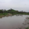 Burrow Bridge, Somerset. The Mump from across the river Parrett where it joins the river Tone.