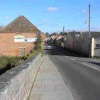 Langport. View along the main street from the bridge over the river Parrett.