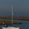 A boat by Hurst Castle, near Lymington, Hampshire, UK