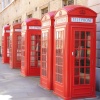 Traditional red telephone boxes off Bow Street, London