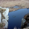Looking down to crag lough on Hadrians wall, Northumberland