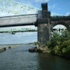 Castle rock by Runcorn rail bridge on the Manchester ship canal. Cheshire